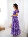FANCY GEORGETTE PRINTED WITH DOUBLE FRILL PATTERNS WORK ONE PIECE GOWN CASUAL WEAR WHOLESALE PRICE ETHNIC GARMENT (11)