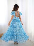 FANCY GEORGETTE PRINTED WITH DOUBLE FRILL PATTERNS WORK ONE PIECE GOWN CASUAL WEAR WHOLESALE PRICE ETHNIC GARMENT (4)