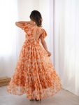 FANCY GEORGETTE PRINTED WITH DOUBLE FRILL PATTERNS WORK ONE PIECE GOWN CASUAL WEAR WHOLESALE PRICE ETHNIC GARMENT (8)