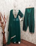 FANCY GEORGETTE SEQUENCE CODDING EMBROIDERY WORK TOP BOTTTOM WITH DUPATTA FESTIVE WEAR WHOLESALE PRICE ETHNIC GARMENT (2)