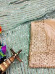 FANCY GEORGETTE SEQUENCE EMBROIDERY PIPING BORDER WORK SAREE WITH UNSTITCHED BLOUSE PARTY WEAR WHOLESALE PRICE ETHNIC GARMENT (3)