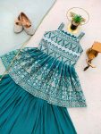 FANCY GEORGETTE SEQUENCE EMBROIDERY WORK KID’S TOP PALAZZO WITH DUPATTA PARTY WEAR WHOLESALE PRICE ETHNIC GARMENT (3)