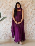 FANCY GEORGETTE SEQUENCE EMBROIDERY WORK TOP PALAZZO WITH DUPATTA PURPLE