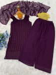 FANCY GEORGETTE SEQUENCE EMBROIDERY WORK TOP PALAZZO WITH DUPATTA FESTIVE WEAR WHOLESALE PRICE ETHNIC GARMENT (4)