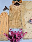 FANCY GEORGETTE SEQUENCE EMBROIDERY WORK TOP PALAZZO WITH DUPATTA FESTIVE WEAR WHOLESALE PRICE ETHNIC GARMENT (6)