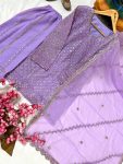 FANCY GEORGETTE SEQUENCE EMBROIDERY WORK TOP PALAZZO WITH DUPATTA FESTIVE WEAR WHOLESALE PRICE ETHNIC GARMENT(22)