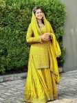 FANCY GEORGETTE SEQUENCE EMBROIDERY WORK TOP PALAZZO WITH DUPATTA PARROT GREEN