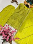 FANCY GEORGETTE SEQUENCE EMBROIDERY WORK TOP PALAZZO WITH DUPATTA FESTIVE WEAR WHOLESALE PRICE ETHNIC GARMENT(14)