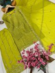FANCY GEORGETTE SEQUENCE EMBROIDERY WORK TOP PALAZZO WITH DUPATTA FESTIVE WEAR WHOLESALE PRICE ETHNIC GARMENT(14)