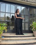 FANCY GEORGETTE SEQUENCE LACE BORDER PIPING WORK SAREE WITH UNSTITCHED BLOUSE PARTY WEAR WHOLESALE PRICE ETHNIC GARMENT (5)