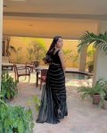 FANCY GEORGETTE SEQUENCE LACE BORDER PIPING WORK SAREE WITH UNSTITCHED BLOUSE PARTY WEAR WHOLESALE PRICE ETHNIC GARMENT (5)