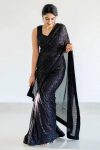 FANCY GEORGETTE SEQUENCE PIPING BORDER SAREE WITH UNSTITCHED BLOUSE PARTY WEAR WHOLESALE PRICE ETHNIC GARMENT (6)