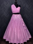 FANCY GEORGETTE SEQUENCE WORK LEHENGA CHOLI  BABY PINK