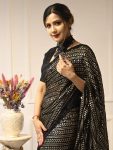 FANCY GEORGETTE SEQUENCE WORK SAREE WITH UNSTITCHED BLOUSE PARTY WEAR WHOLESALE PRICE ETHNIC GARMENT (3)
