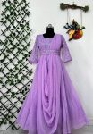 FANCY GEORGETTE SEQUENCE ZARI AND THREAD EMBROIDERY WORK GOWN ATTACHED DUPATTA AND WAIST BELT PARTY WEAR WHOLESALE PRICE ETHNIC GARMENT (4)