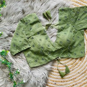 FANCY GEORGETTE SIPLI SEQUENCE WORK READY TO WEAR STITCHED BLOUSE MINT