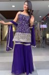 FANCY GEORGETTE THREAD SEQUENCE WORK TOP SHARARA WITH DUPATTA PURPLE