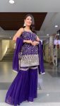FANCY GEORGETTE THREAD SEQUENCE WORK TOP SHARARA WITH DUPATTA PARTY WEAR WHOLESALE PRICE ETHNIC GARMENT (3)