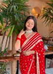 FANCY GEORGETTE WEAVING ZARI WORK SAREE WITH UNSTITCHED BLOUSE PARTY WEAR WHOLESALE PRICE ETHNIC GARMENT (3)