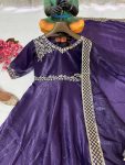 FANCY GOLD CRUSHED SILK THREAD AND SEQUENCE EMBROIDERY WORK GOWN WITH DUPATTA PARTY WEAR WHOLESALE PRICE ETHNIC GARMENT (5)