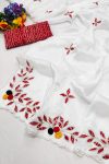 FANCY JIMMY CHOO BANDHANI PRINTED HAND WORK SAREE WITH UNSTSITCHED BLOUSE PARTY WEAR WHOLESALE PRICE ETHNIC GARMENT (3)