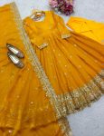 FANCY JIMMY CHOO EMBROIDERY SEQUENCE MOTI LACE WORK ANARKALI GOWN BOTTOM WITH DUPATTA PARTY WEAR WHOLESALE PRICE ETHNIC GARMENT (5)