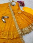 FANCY JIMMY CHOO EMBROIDERY SEQUENCE MOTI LACE WORK ANARKALI GOWN BOTTOM WITH DUPATTA PARTY WEAR WHOLESALE PRICE ETHNIC GARMENT (5)