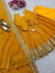 FANCY JIMMY CHOO EMBROIDERY SEQUENCE MOTI LACE WORK ANARKALI GOWN BOTTOM WITH DUPATTA PARTY WEAR WHOLESALE PRICE ETHNIC GARMENT (5)