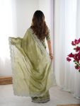 FANCY JIMMY CHOO THREAD SEQUENCE WORK SAREE WITH UNSTITCHED BLOUSE PARTY WEAR WHOLESALE PRICE ETHNIC GARMENT (9)