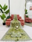 FANCY JIMMY CHOO THREAD SEQUENCE WORK SAREE WITH UNSTITCHED BLOUSE PARTY WEAR WHOLESALE PRICE ETHNIC GARMENT (9)