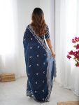 FANCY JIMMY CHOO THREAD SEQUENCE WORK SAREE WITH UNSTITCHED BLOUSE PARTY WEAR WHOLESALE PRICE ETHNIC GARMENT (15)