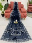 FANCY JIMMY CHOO THREAD SEQUENCE WORK SAREE WITH UNSTITCHED BLOUSE PARTY WEAR WHOLESALE PRICE ETHNIC GARMENT (15)