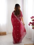 FANCY JIMMY CHOO THREAD SEQUENCE WORK SAREE WITH UNSTITCHED BLOUSE PARTY WEAR WHOLESALE PRICE ETHNIC GARMENT (5)