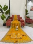 FANCY JIMMY CHOO THREAD SEQUENCE WORK SAREE WITH UNSTITCHED BLOUSE PARTY WEAR WHOLESALE PRICE ETHNIC GARMENT(18)