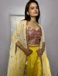 FANCY KASTURI SILK PLAIN LEHENGA WITH FOIL MIRROR WORK AND THREAD WORK CHOLI AND SHRUG PARTY WEAR WHOLESALE PRICE ETHNIC GARMENT (3)