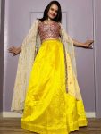 FANCY KASTURI SILK PLAIN LEHENGA WITH FOIL MIRROR WORK AND THREAD WORK CHOLI AND SHRUG PARTY WEAR WHOLESALE PRICE ETHNIC GARMENT (3)