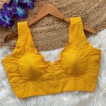 FANCY KATHA COTTON V NECK SLEEVELESS STITCHED BLOUSE YELLOW
