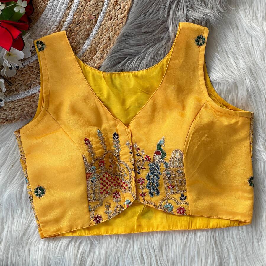 FANCY MASAKALI EMBROIDERY MULTI THREAD NIDDLE WORK READY TO WEAR STITCHED BLOUSE PARTY WEAR WHOLESALE PRICE ETHNIC GARMENT (2)