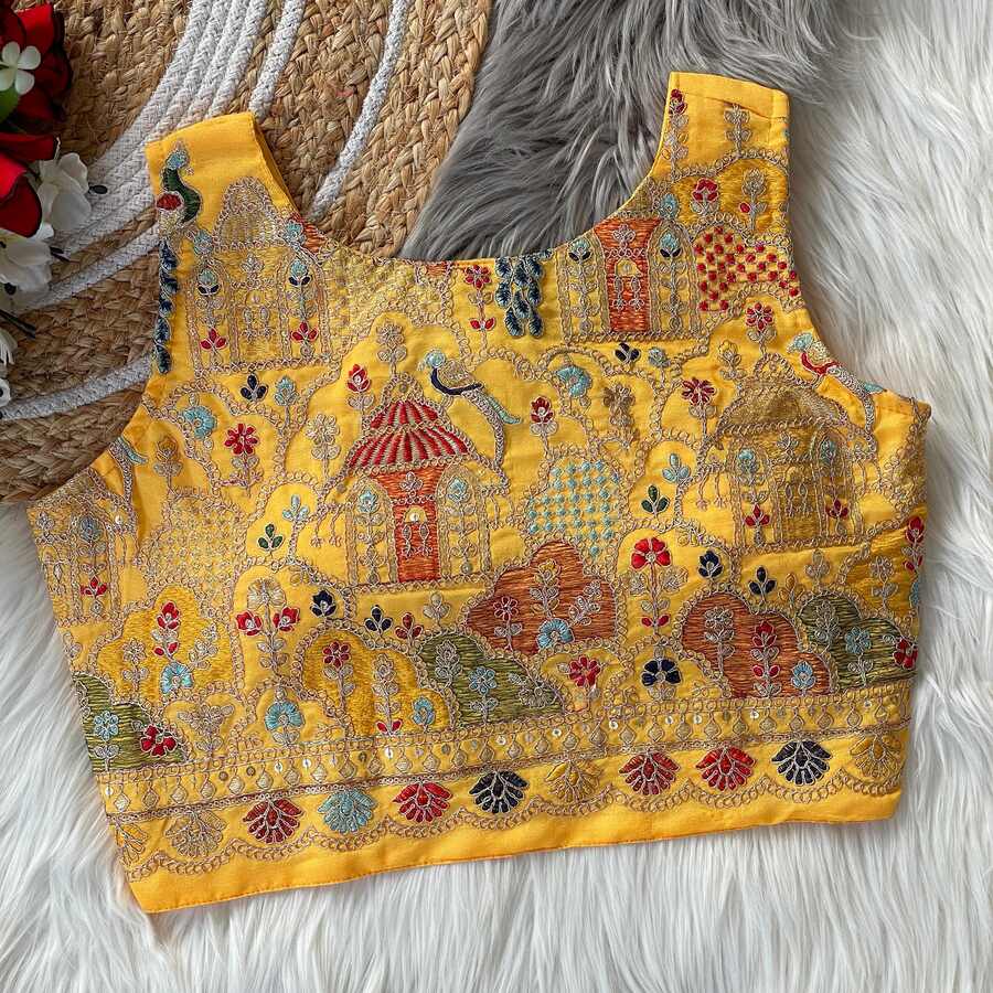 FANCY MASAKALI EMBROIDERY MULTI THREAD NIDDLE WORK READY TO WEAR STITCHED BLOUSE PARTY WEAR WHOLESALE PRICE ETHNIC GARMENT (6)