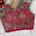 FANCY MASAKALI EMBROIDERY MULTI THREAD NIDDLE WORK READY TO WEAR STITCHED BLOUSE RED