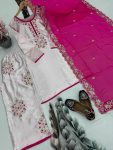 FANCY MOSS SATIN EMBROIDERY SEQUENCE WORK TOP PALAZZO WITH DUPATTA PARTY WEAR WHOLESALE PRICE ETHNIC GARMENT (4)