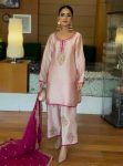 FANCY MOSS SATIN EMBROIDERY SEQUENCE WORK TOP PALAZZO WITH DUPATTA BABY PINK