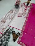 FANCY MOSS SATIN EMBROIDERY SEQUENCE WORK TOP PALAZZO WITH DUPATTA PARTY WEAR WHOLESALE PRICE ETHNIC GARMENT (4)