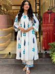FANCY MULMUL COTTON HAND-BLOCK PRINTED TOP PANT SET PARTY WEAR WHOLESALE PRICE ETHNIC GARMENT (5)