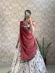 FANCY MUSLIN SILK DIGITAL PRINTED WITH JACQUARD LACE WORK LEHENGA CHOLI WITH DUPATTA FESTIVE WEAR WHOLESALE PRICE ETHNIC GARMENT (6)