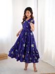 FANCY MUSLIN SILK FLORAL PRINTED AND BOTTOM SIDE DUBLE FRILL WORK ONE PIECE DRESS PARTY WEAR WHOLESALE PRICE ETHNIC GARMENT (5)