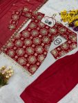FANCY NATURAL CREEP SEQUENCE EMBROIDERY WORK AND GOLDEN COIN LACE WORK TOP PATIYALA WITH DUPATTA FESTIVE WEAR WHOLESALE PRICE ETHNIC GARMENT (3)