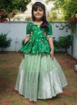 FANCY NYLON ORGANZA SILK MIRROR AND HEAVY SILVER ZARI BORDER WORK KID’S TOP LEHENGA FESTIVE WEAR WHOLESALE PRICE ETHNIC GARMENT (1)