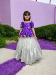 FANCY NYLON ORGANZA SILK MIRROR AND HEAVY SILVER ZARI BORDER WORK KID’S TOP LEHENGA FESTIVE WEAR WHOLESALE PRICE ETHNIC GARMENT (4)
