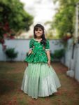FANCY NYLON ORGANZA SILK MIRROR AND HEAVY SILVER ZARI BORDER WORK KID’S TOP LEHENGA FESTIVE WEAR WHOLESALE PRICE ETHNIC GARMENT (1)